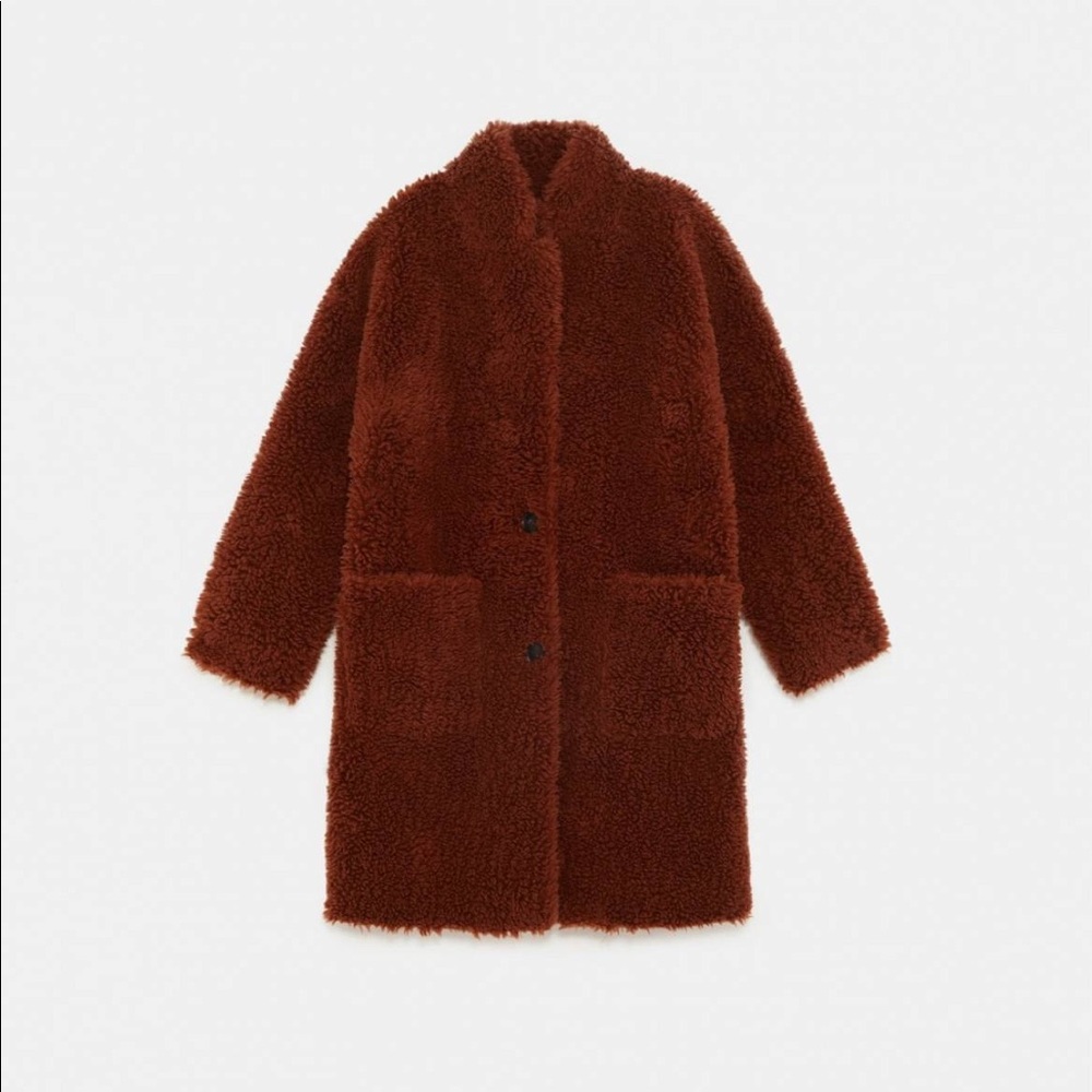 ZARA BRANDY DOUBLE SIDED FAUX FUR COAT JACKET size M - Picture 4 of 12